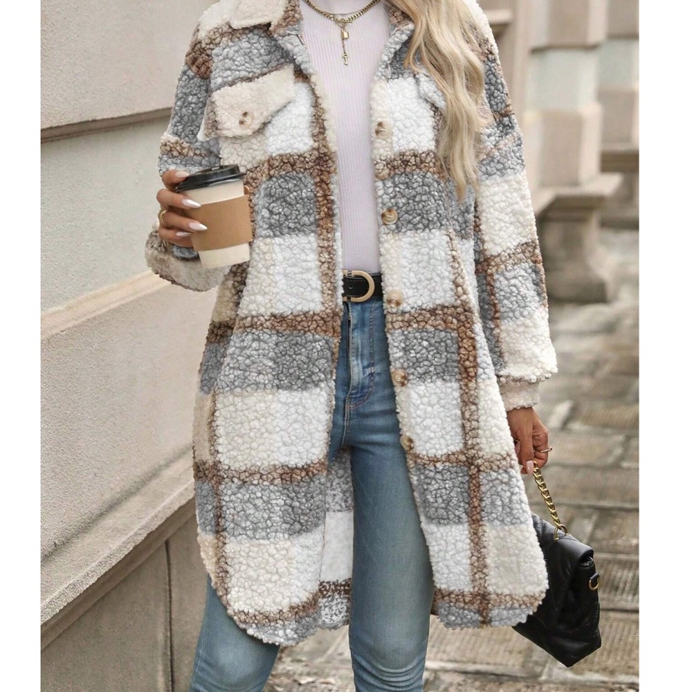 Cozy Plaid Button Down Oversized jacket Shacket